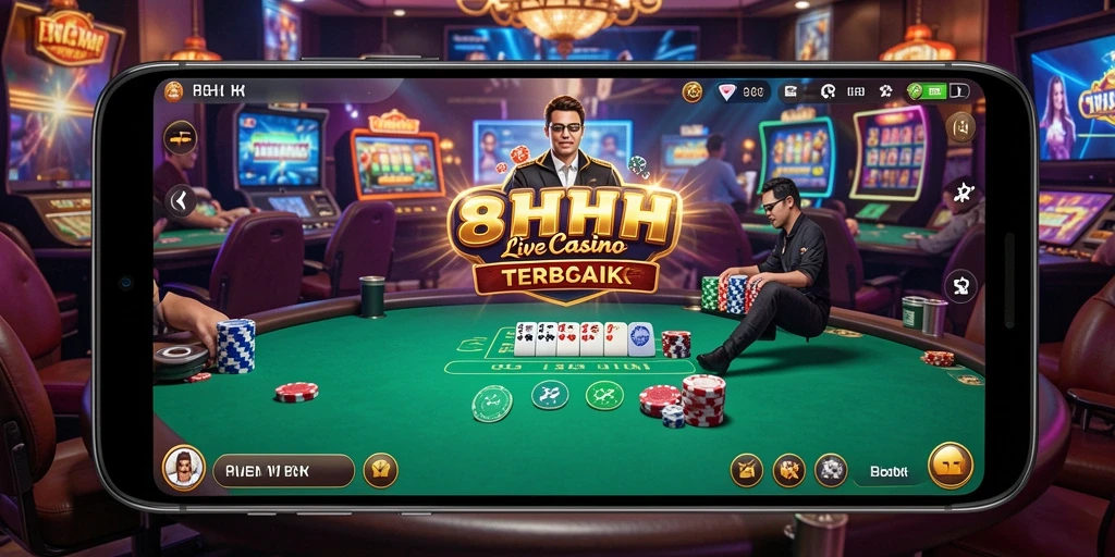Screenshot gameplay Live Casino yang menampilkan dealer profesional dan suasana kasino.