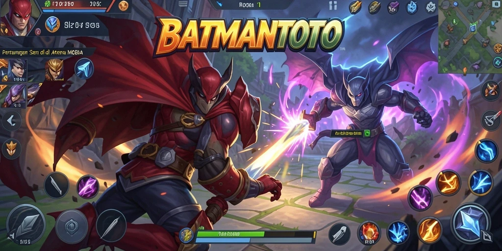 Tampilan gameplay seru di arena pertempuran BATMANTOTO.
