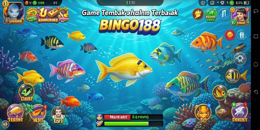 Tangkapan layar utama BINGO188 menampilkan aksi menembak ikan yang seru.