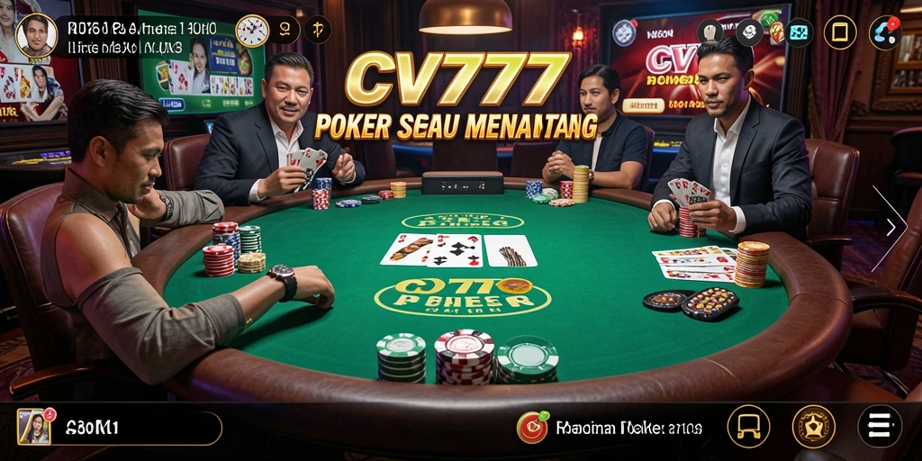 Tampilan gameplay Poker yang mendebarkan di CV777.