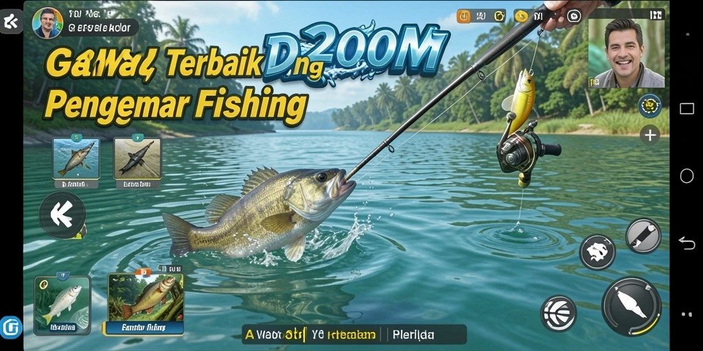 Screenshot D200M yang menampilkan gameplay memancing yang seru dan menantang.